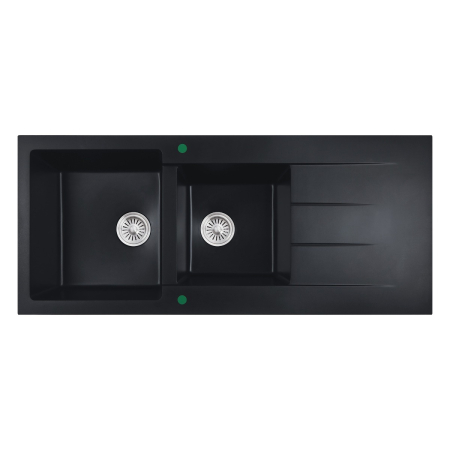 1160*500*210mm Cora Black Granite Sink One & Half Bowl With Drainer