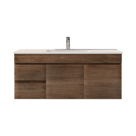 1200mm Dark Oak MDF Bathroom Vanity Left Drawers Wall Hung Cabinet Only
