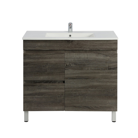 750mm Narrow Dark Grey MDF Bathroom Vanity Left Drawers Free Standing Cabinet Only