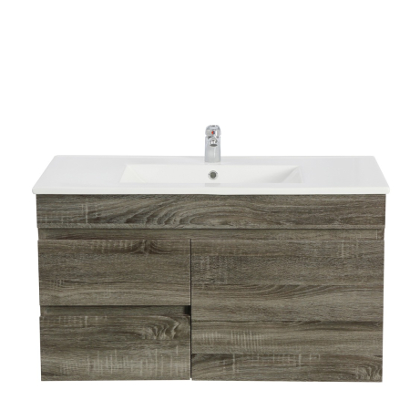 750mm Narrow Dark Grey MDF Bathroom Floating Vanity Left Drawers Wall Hung Cabinet Only