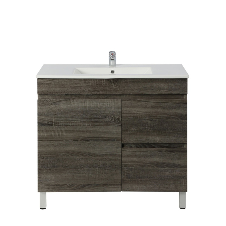 750mm Narrow Dark Grey MDF Bathroom Vanity Right Drawers Free Standing Cabinet Only