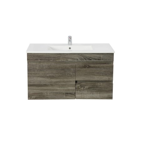 900mm Dark Grey MDF Bathroom Vanity Right Drawers Wall Hung Cabinet Only