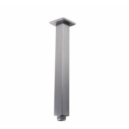 Square Brushed Nickel Ceiling Shower Arm 300mm