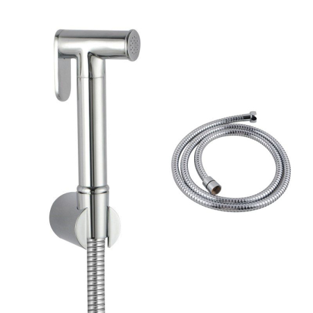 Round Brass Chrome Toilet Bidet Spray Kit With 1.2m Stainless Steel Hose