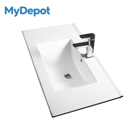 600mm Narrow Gloss White Ceramic Vanity Top