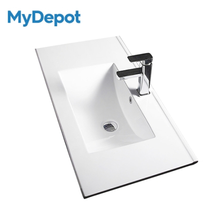 750mm Narrow Gloss White Ceramic Vanity Top