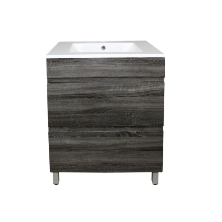 600mm Dark Grey MDF Bathroom Vanity 2 Drawers Free Standing Cabinet Only