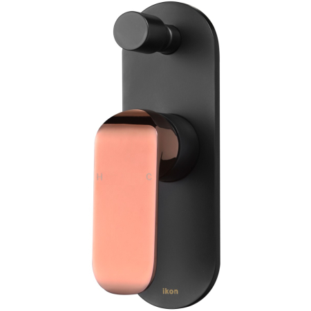 Kara Wall Mixer with Diverter Black & Rose Gold Handle