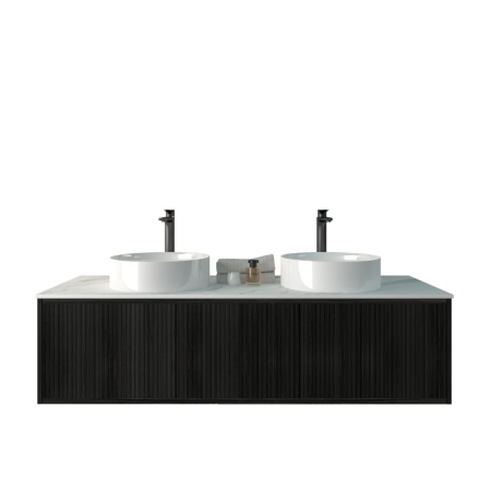 1490mm Kiama Bottega Oak 2S/DW 1M/DR Fluted Wall Hung Vanity Cabinet Only