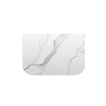 750mm White Marble Look Sintered Stone Top Matte Finish Rounded Corner Benchtop Rounded Corner