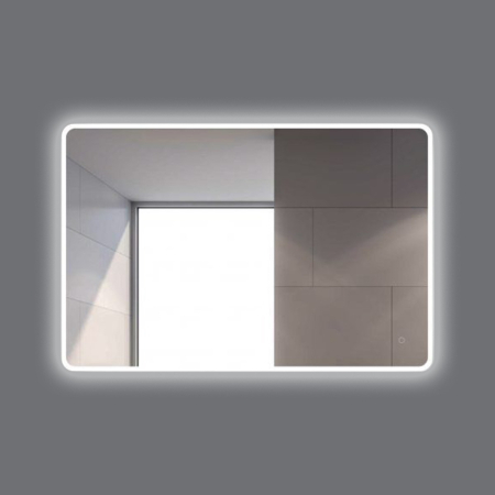 1200*800mm Curved Rim Rectangle 3 Color Lighting Acrylic LED Mirror Touch Sensor Switch Wall Mounted Vertical or Horizontal