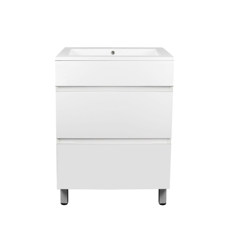 600mm Matte White MDF Bathroom Vanity 2 Drawers Free Standing Cabinet Only