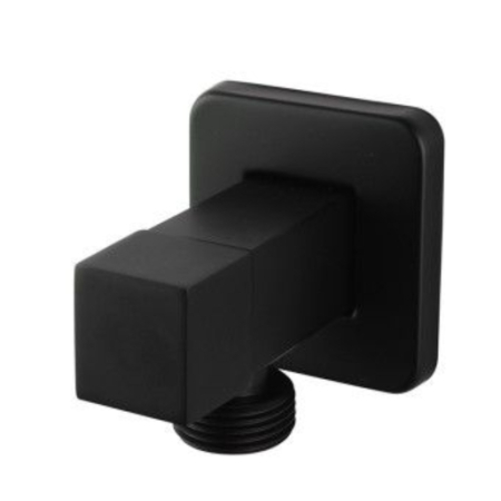 Laundry Square Black 1/4 Turn Washing Machine Stop Tap Pair