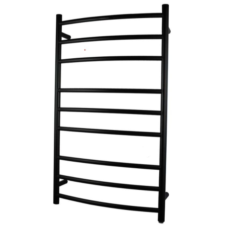 Round Matte Black Electric Heated Towel Rack 9 Bars