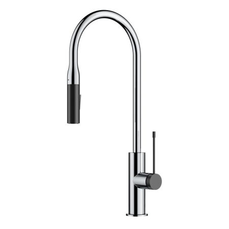 Aziz Pull Out Sink Mixer Chrome/Matt Black