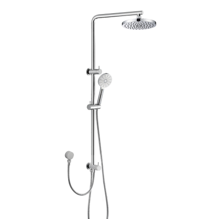 Cora Round Multi-function Shower Set Two Hoses Chrome, 200mm Plastic Shower Head