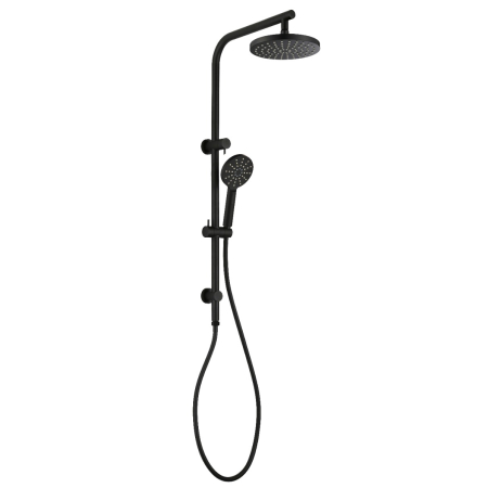 Cora Round Multi-function Shower Set Matt Black, 200mm Plastic Shower Head