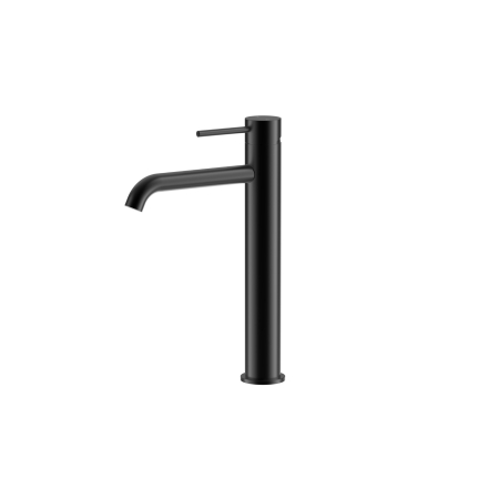 Otus Slimline SS Highrise Basin Mixer Curved Spout in Matte Black