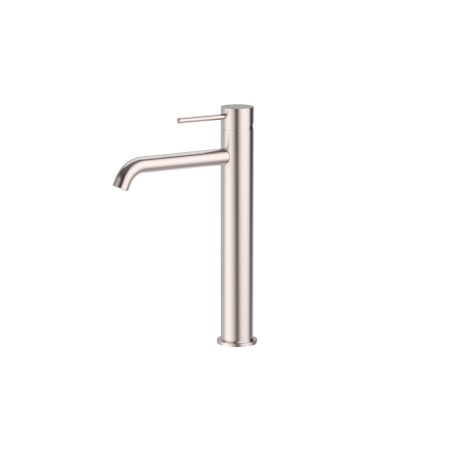 Otus Slimline SS Highrise Basin Mixer Curved Spout Brushed Stainless Steel