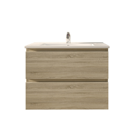 750mm White Oak MDF Bathroom Vanity 2 Drawers Wall Hung Cabinet Only 