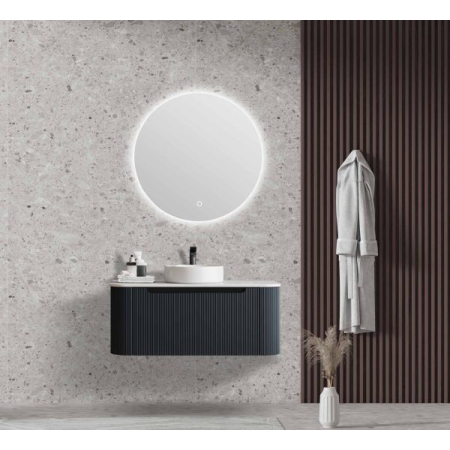 1200*460*400mm Mtte Black Round Edge Grooved Wall Hung Vanity Cabinet Only Soft Closed Single Drawer