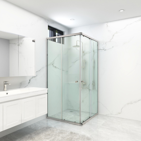 6mm Corner Semi Framed Shower Screens, L Shape, Double Slider