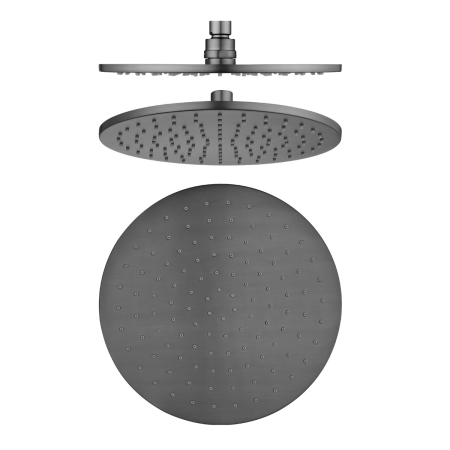 Pentro 10" Solid Brass Round Gun Metal Grey Rainfall Shower Head