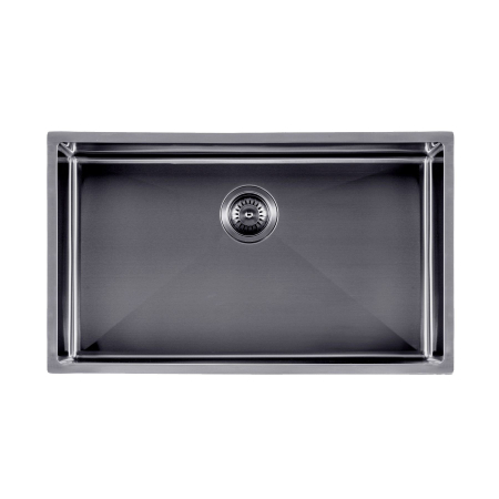 304 Stainless Steel Gun Metal Grey PVD Coating Single Bowl Kitchen Sink(Round Edges,with Bottom Tray)762*457*254mm