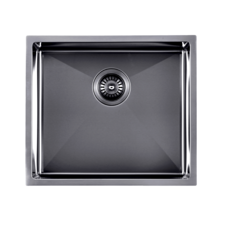 304 Stainless Steel Gun Metal Grey PVD Coating Single Bowl Kitchen Sink(Round Edges,with Bottom Tray)510*450*230mm
