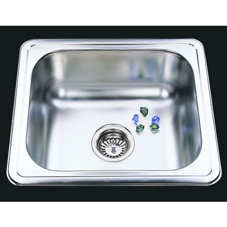490 x 440mm Chrome Single Bowl Sink 304 Stainless Steel