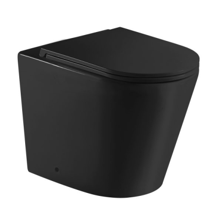 Berlin99 Matt Black Floor Pan With Slim UF Seat Cover Quiet Flushing Technology