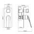 Square Black Shower/Bath Wall Mixer with Diverter