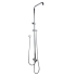 Round Chrome Top/Bottom Water Inlet Twin Shower Rail With Diverter