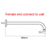 400mm Black Round Wall Straight Shower Arm