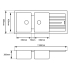 White Granite Quartz Stone Kitchen Sink Double Bowls Drainboard Top/Undermount 1160*500*200mm