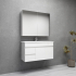 900MM Narrow Gloss White PVC Bathroom Vanity Wall Hung 2 Left Drawers 2 Right Doors Cabinet Only