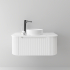 900mm Matte White 2PAC PVC 1/DW Curved Ribbed Design Wall Hung Cabinet Only 