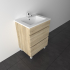 600mm White Oak MDF Bathroom Vanity 2 Drawers Free Standing Cabinet Only