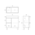 750mm Narrow White Oak MDF Bathroom Vanity Left Drawers Free Standing Cabinet Only