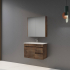 750mm Narrow Dark Oak MDF Bathroom Vanity Right Drawers Wall Hung Cabinet Only