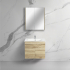 600mm Narrow White Oak MDF Bathroom Vanity 2 Doors Wall Hung Cabinet Only
