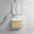 600mm Narrow White Oak MDF Bathroom Vanity 2 Doors Wall Hung Cabinet Only