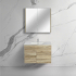 750mm Narrow White Oak MDF Bathroom Vanity Left Drawers Wall Hung Cabinet Only