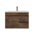 750mm Narrow Dark Oak MDF Bathroom Vanity Right Drawers Wall Hung Cabinet Only