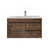 900mm Dark Oak MDF Bathroom Floating Vanity Right Drawers Wall Hung Cabinet Only