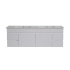 1500*450*560mm Wall Hung Gloss White PVC Vanity With Double Ceramic Top Cabinet Only