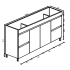 1500*450*710mm Freestangding Gloss White PVC Vanity Cabinet Only