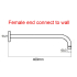 400mm Brushed Nickel Round Wall Straight Shower Arm
