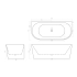 1500MM Back To Wall Bathtub Gloss White Acrylic Rounded Edge