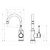 Clasico Gooseneck Basin Mixer Ceramic handle in Brushed Nickel